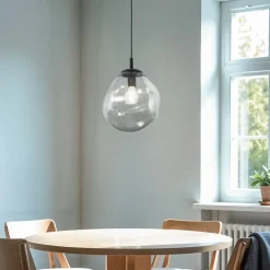 TK Lighting Pendellamper>Sol Mini pendel, glas, Ø 25 cm, sort/grafitgrå