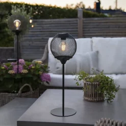 STAR TRADING Solar LED-bordlampe Sunlight med væv