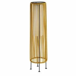 Searchlight Solar-LED-gulvlampe Livay, okker, rattan, 68 cm, IP44