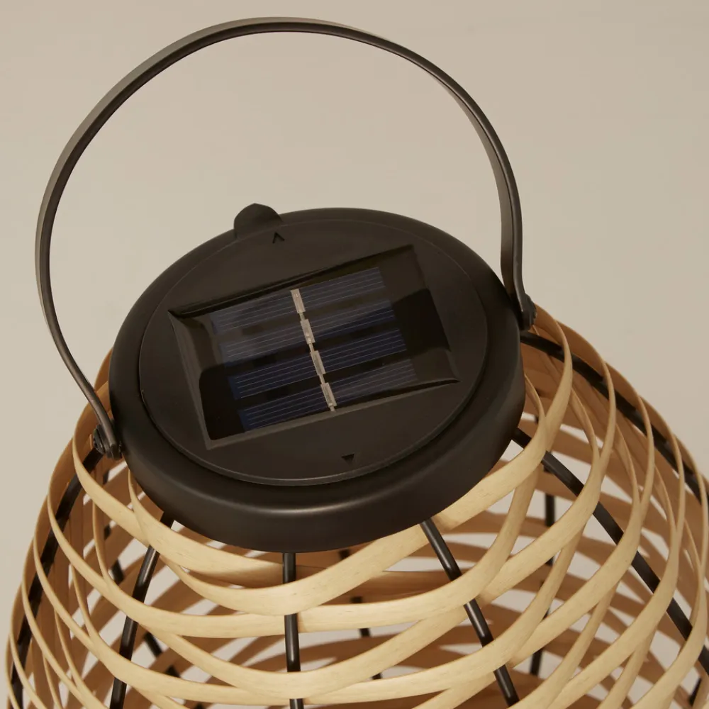 Solar-LED-terrasselampe Netan, brun, rattan, 23 cm, IP44^Searchlight Hot