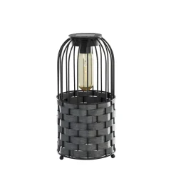 Searchlight Solar-LED-terrasselampe Tahoa, 26 cm, grå, rattan, IP44