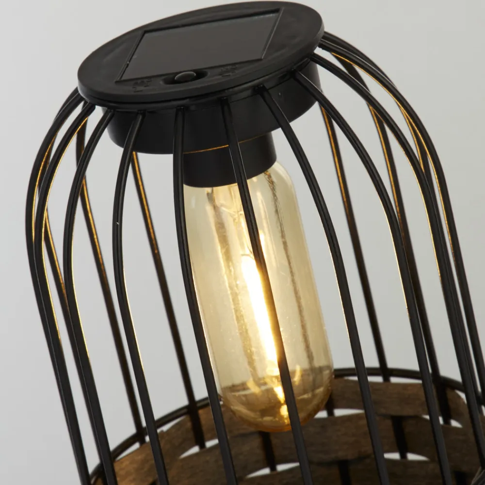 Searchlight Solar-LED-terrasselampe Tahoa, 26 cm, grå, rattan, IP44