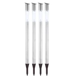 Globo Solar-LED-vejlampe jordspyd stål 4-sæt