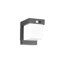 Solar-væglampe Colombo, sort mat, højde 14 cm, sensor^Reality Leuchten Outlet