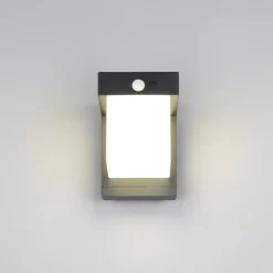 Solar-væglampe Colombo, sort mat, højde 14 cm, sensor^Reality Leuchten Outlet