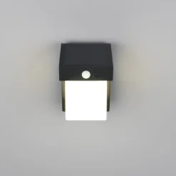 Solar-væglampe Colombo, sort mat, højde 14 cm, sensor^Reality Leuchten Outlet