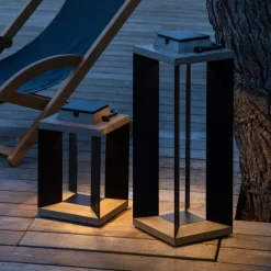 Les Jardins Solcellelanterne Teckalu, aluminium sort, 45,5 cm