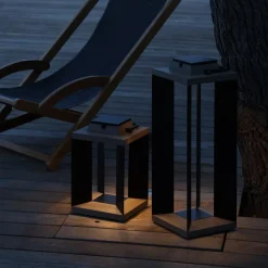 Les Jardins Solcellelanterne Teckalu, aluminium sort, 65,5 cm