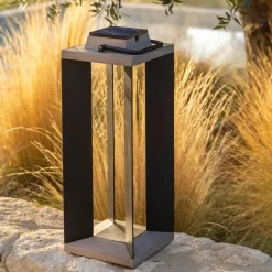 Les Jardins Solcellelanterne Teckalu, aluminium sort, 65,5 cm