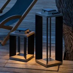 Les Jardins Solcellelanterne Teckalu, aluminium sort, 65,5 cm