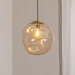 TK Lighting Sol-glaspendel, Ø 35 cm, sort/ravgylden