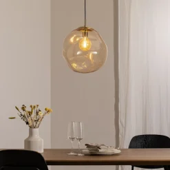 TK Lighting Sol-glaspendel, Ø 35 cm, sort/ravgylden