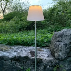 STAR TRADING Solcellelamper|Udendørs Spot>Solini LED-lampe med jordspyd, hvid/sølv, højde 90 cm
