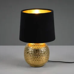 Reality Leuchten Sophia bordlampe med keramisk fod, sort/guld