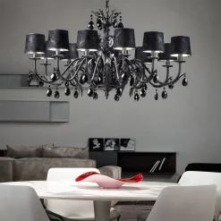 Masiero Lysekroner>Sort lysekrone Angelis 12 lyskilder