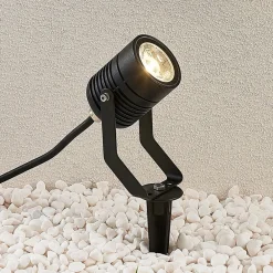 Sort udendørs LED-spot Maris med jordspyd^Lindby Clearance