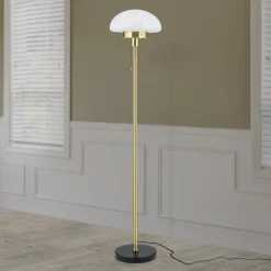 ORION Sparta gulvlampe, sort/messing, glas, marmor, 148 cm