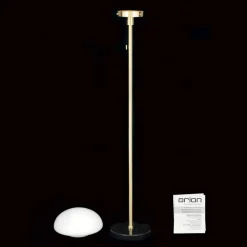 ORION Sparta gulvlampe, sort/messing, glas, marmor, 148 cm