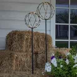 Sphere LED-lampe med jordspyd, sort, metal, sæt med 2 stk^STAR TRADING Outlet