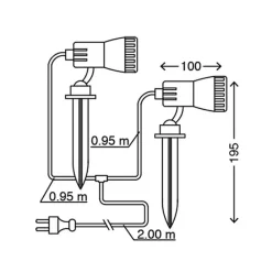 sæt med 2 - LED-lampe med jordspyd Terra m. farvefiltre^Briloner Hot