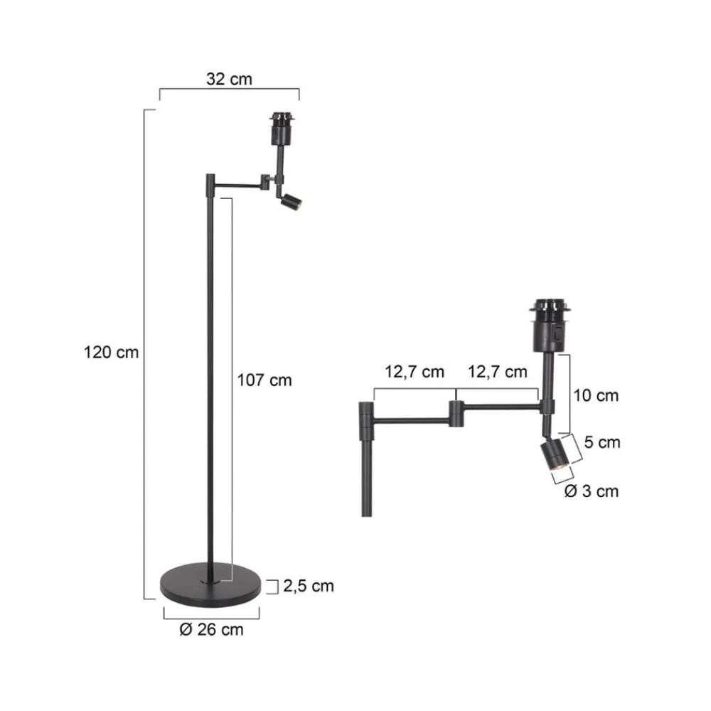 Stang gulvlampe, LED-læselampe, sort/naturlig fletværk^Steinhauer Sale