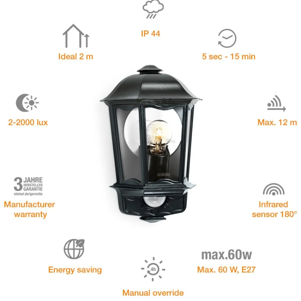 STEINEL L 190 S udendørs væglampe med sensor, sort