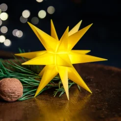 STERNTALER LED-stjerne, gul, Ø 55 cm, 18 takker, IP44