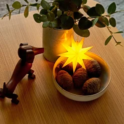 STERNTALER LED-stjerne, gul, Ø 11 cm, 9 takker, IP44 batteri