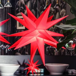 STERNTALER LED-stjerne, rød, Ø 25 cm, IP44, batteri