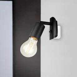 Briloner Stikkontaktlampe Batita Retro, IP20, sort