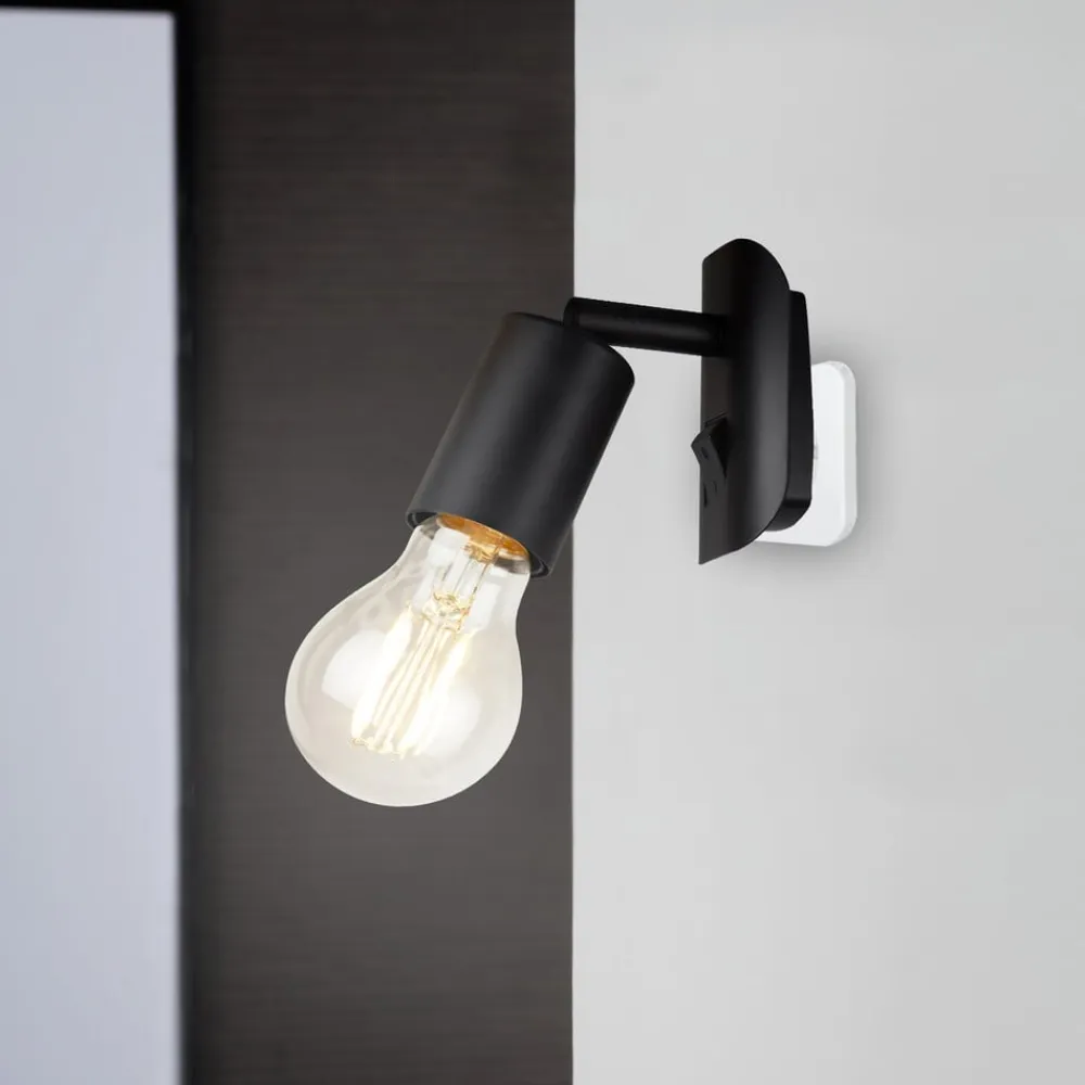 Briloner Stikkontaktlampe Batita Retro, IP20, sort