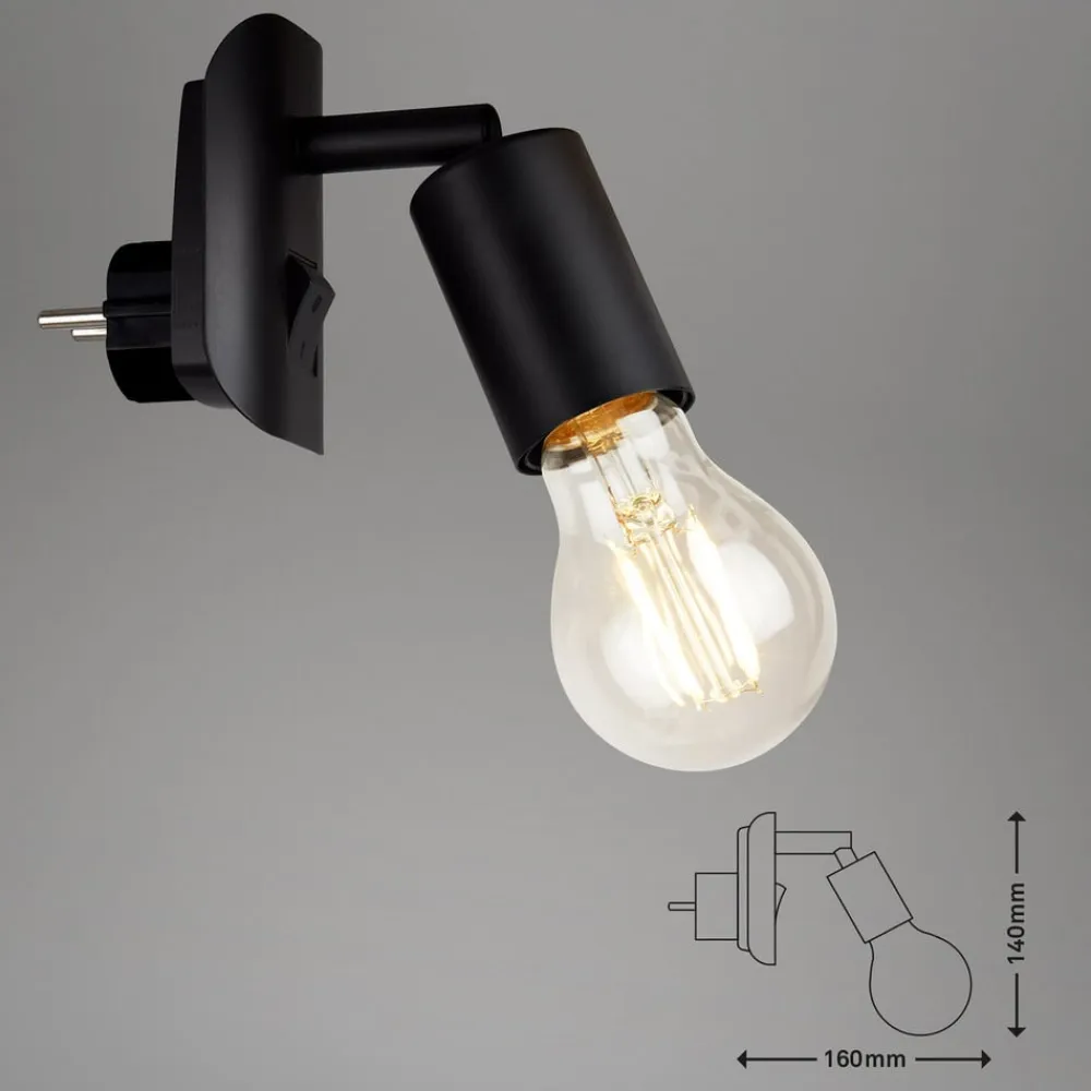 Briloner Stikkontaktlampe Batita Retro, IP20, sort
