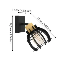 EGLO Stillington 1 væglampe af stål med trædetalje