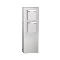 LCD Stål stikkontakt 019, 2-foldig, stål