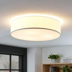 Lindby Gang|Loftlamper>Stof-loftlampe Gordana i hvid, 57 cm