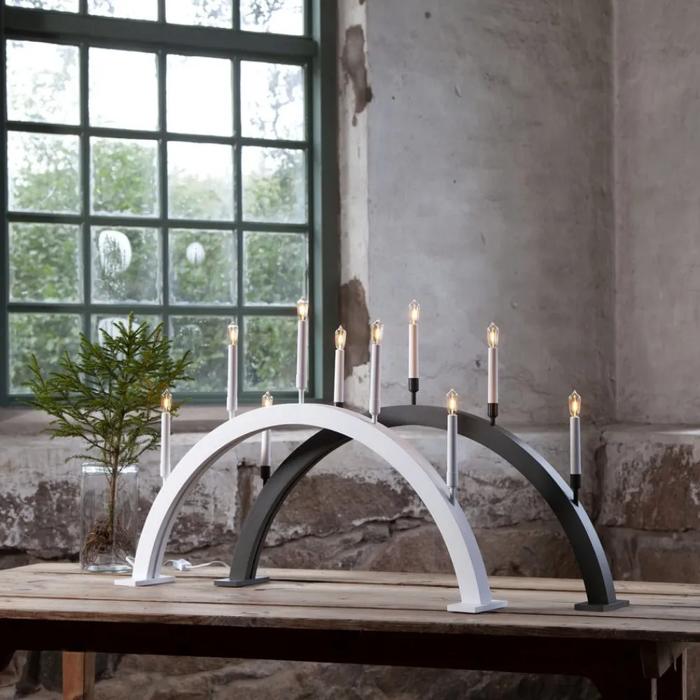 STAR TRADING Storm vinduesstage, 5 lyskilder, 59 cm, hvid