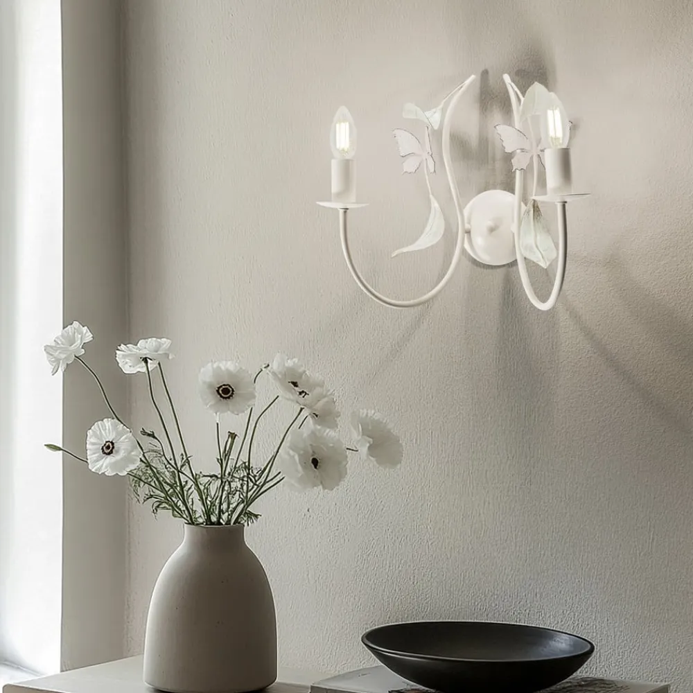 Luminex Væglamper>Summer væglampe, hvid/grøn/pink, bredde 25 cm, stål, 2 lyskilder