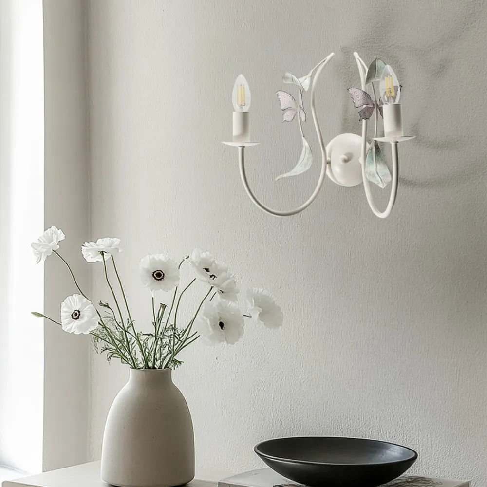 Luminex Væglamper>Summer væglampe, hvid/grøn/pink, bredde 25 cm, stål, 2 lyskilder