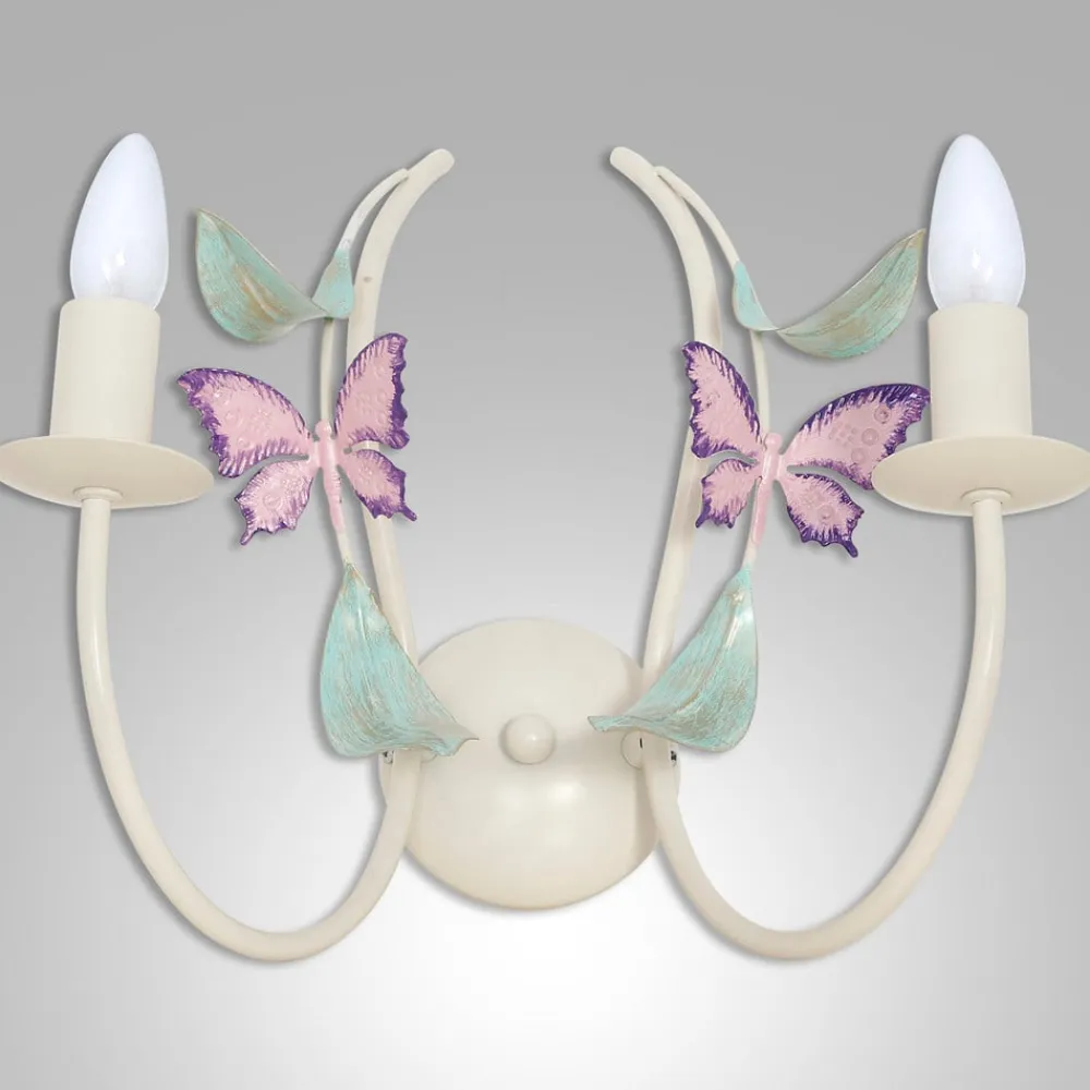 Luminex Væglamper>Summer væglampe, hvid/grøn/pink, bredde 25 cm, stål, 2 lyskilder