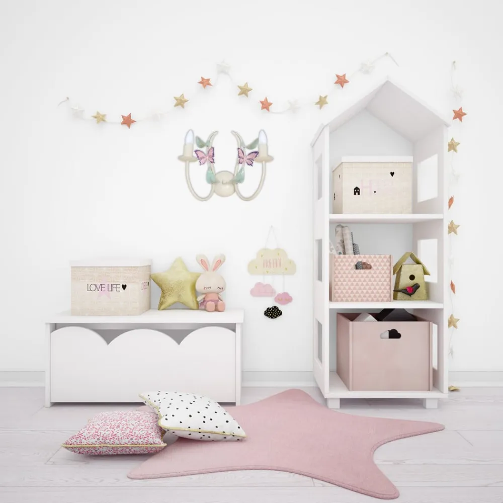 Luminex Væglamper>Summer væglampe, hvid/grøn/pink, bredde 25 cm, stål, 2 lyskilder