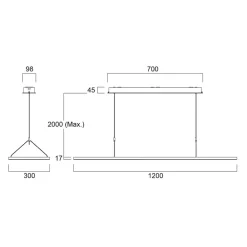 LED-pendellampe Areum, 120 x 30 cm, 840, DALI^Sylvania