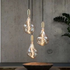 Tala Pendellamper>hængelampe Triple Pendant rund, E27 klar, hvid/messing