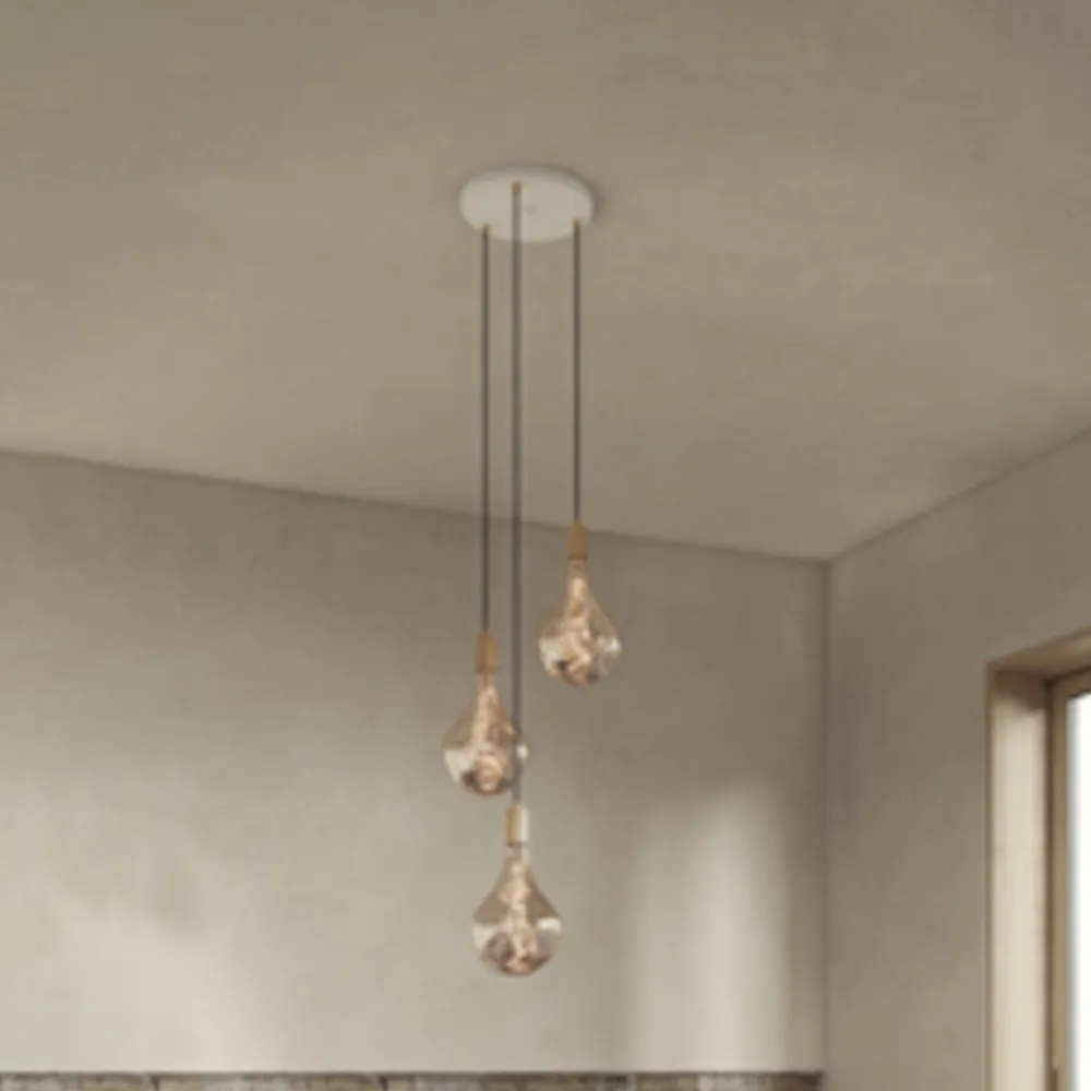 Tala Pendellamper>hængelampe Triple Pendant rund, E27 klar, hvid/messing