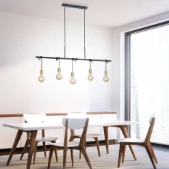 JUST LIGHT. GmbH Tamara hængelampe, 5 lyskilder, messing/sort