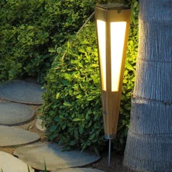 Les Jardins Solcelle Lampe Med Sensor|Solcellelamper>Tecka LED-solcellelampe med sensor, 52 cm, teak