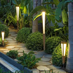 Les Jardins Solcelle Lampe Med Sensor|Solcellelamper>Tecka LED-solcellelampe med sensor, 52 cm, teak