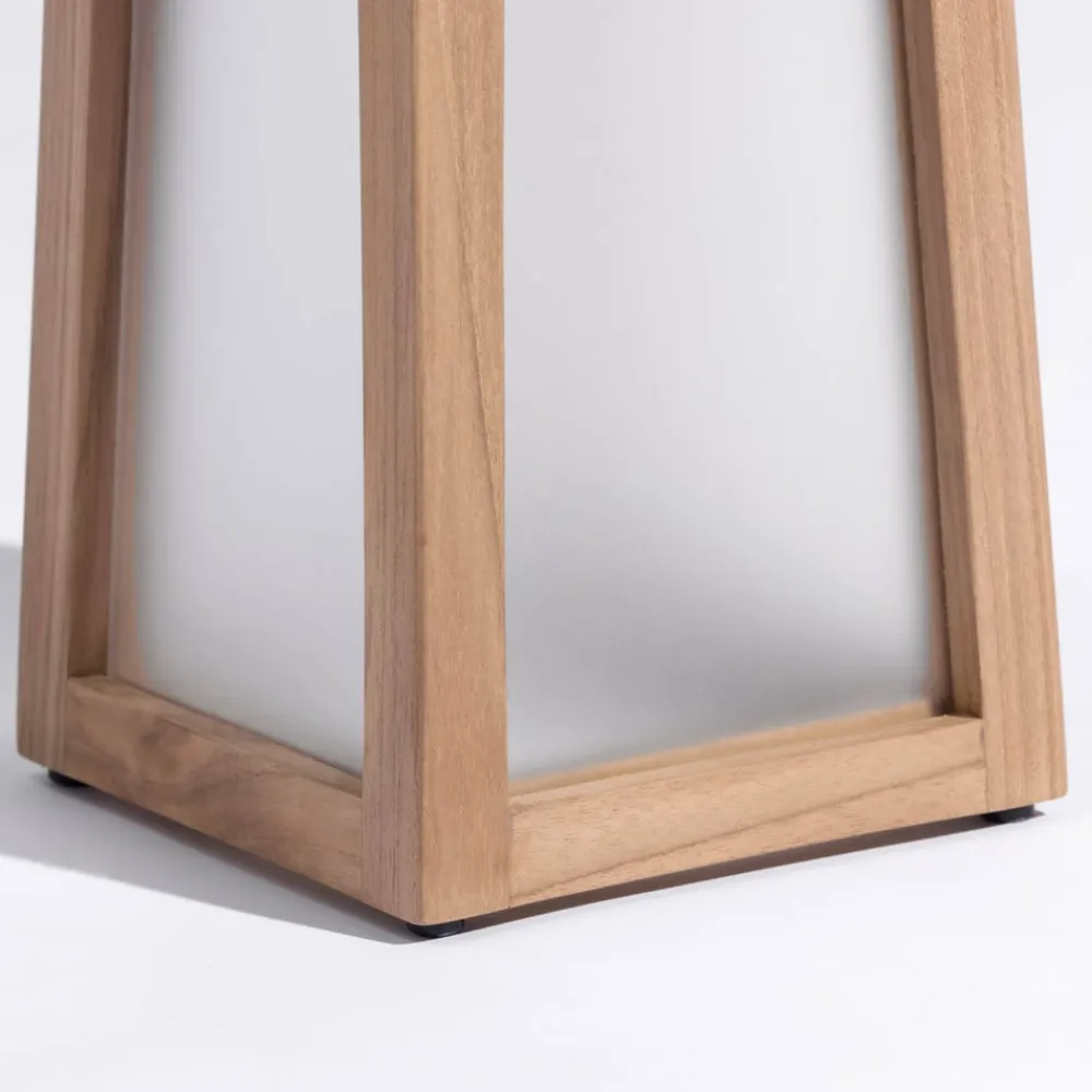 Les Jardins Solcellelamper>Tecka soldrevet LED-lanterne, bærbar, 25 cm, teak