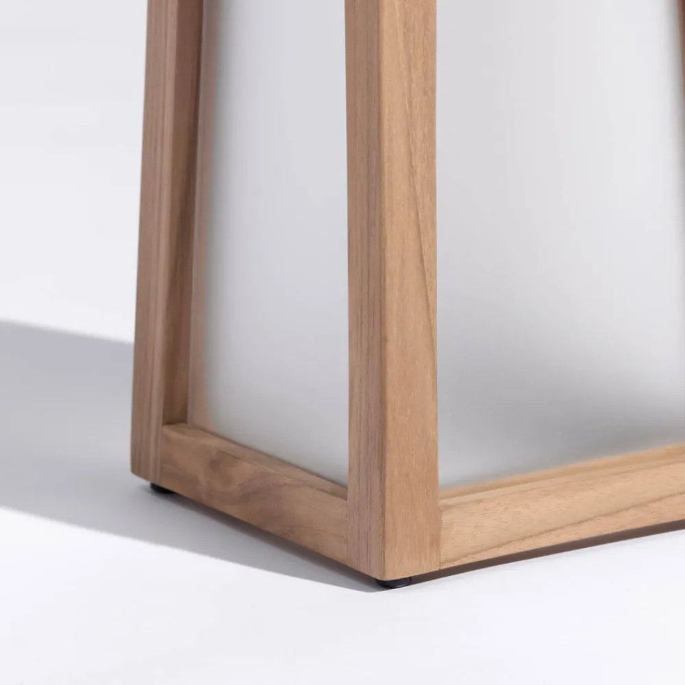 Les Jardins Solcellelamper>Tecka soldrevet LED-lanterne, bærbar, 25 cm, teak