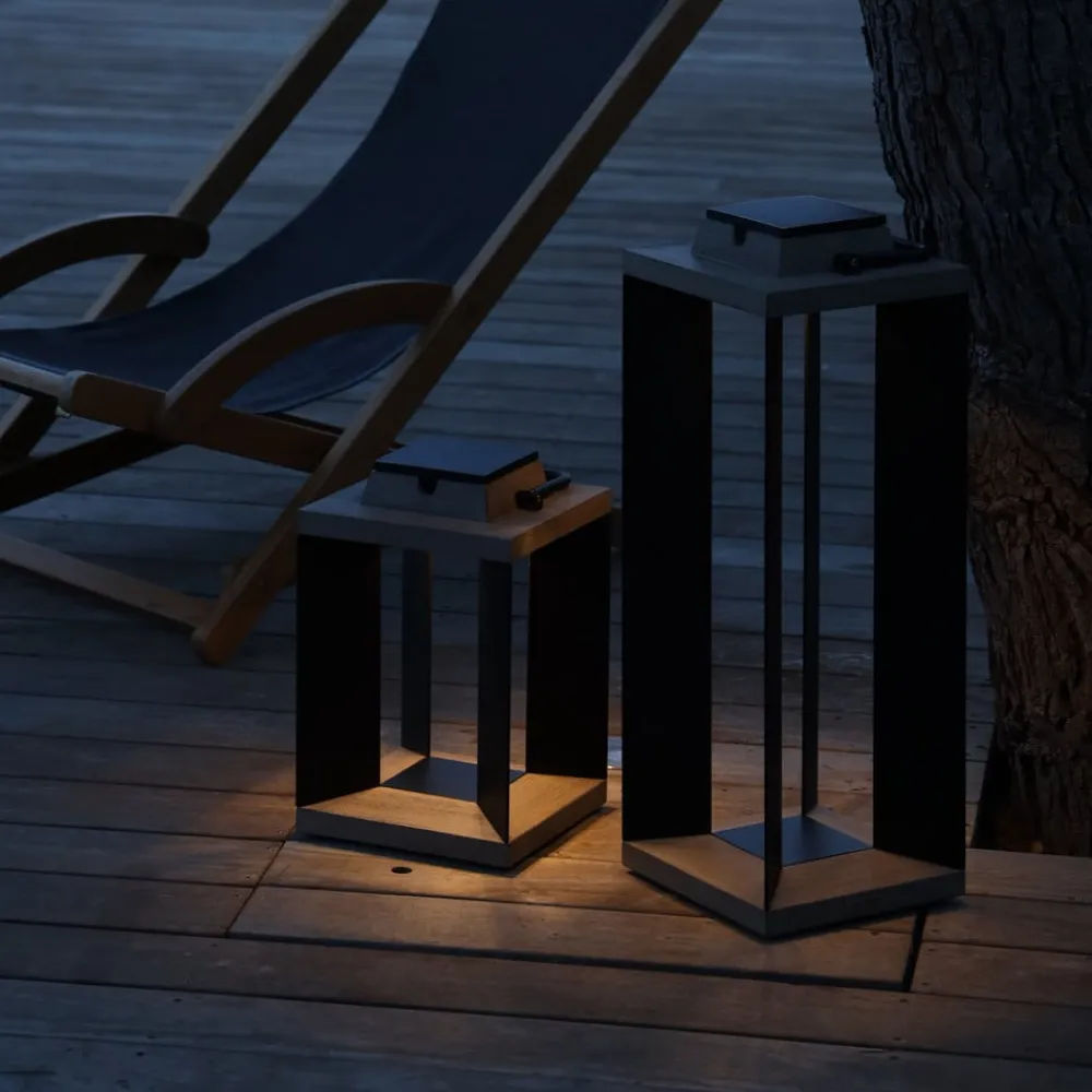 Teckalu solcellelanterne, aluminium sort, 36,5 cm^Les Jardins Online