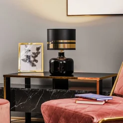 Tekstil bordlampe Bodo, sort-guld^Argon Discount